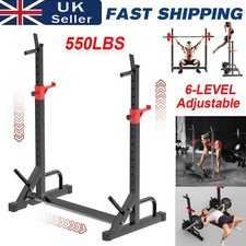 Squat Rack Stand Olympic Barbell Rack Bench Support Free Press Gym Workout Black