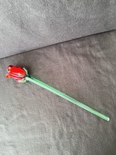 Vtg Blown Art Glass Long Green