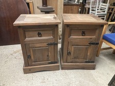 Brown Wooden Bedside Cabinet Unit Table with Cupboard & Drawer x 2