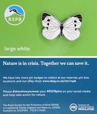RSPB Pin Badge Large White Butterfly NIIC P03079