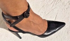 DONNA KARAN Ladies Shoes Size 38 UK BLACK Ankle Strap high heels RRP £299.00