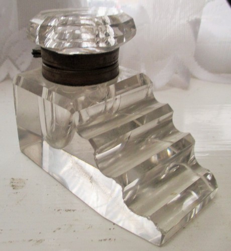 Antique glass inkwell pen - glass,