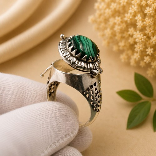 Natural malachite poison ring - poison,