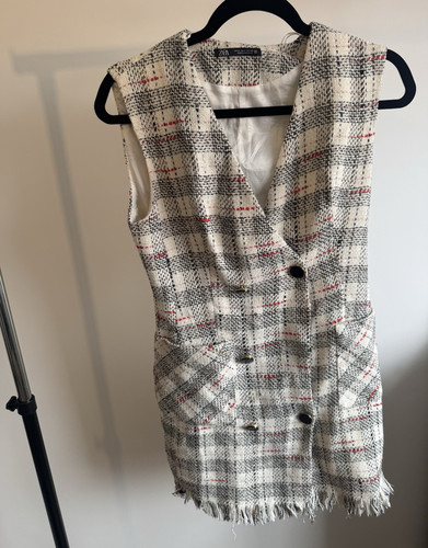 Zara tweed check sleeveless - zara,