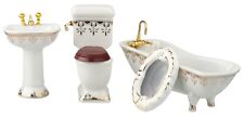 Dolls House Bathroom Set Gold
