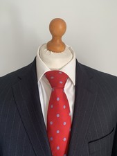 Mens ELEGANT EDE & RAVENSCROFT WOOL SUIT In NAVY PINSTRIPE 44S *V.G.C*