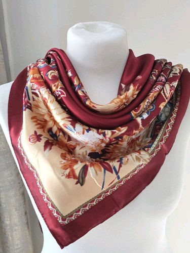 Large square scarf burgundy - scarf,