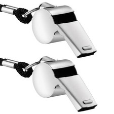 2 X Metal Sports Whistle with Lanyard - Outdoor Coach Referee Whistles Sports PE
