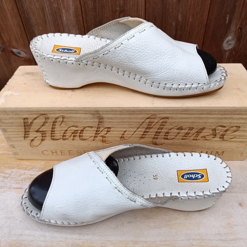 Ivory white leather scholl - ivory/white,