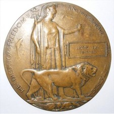 WW1 Death Penny Plaque LIONEL