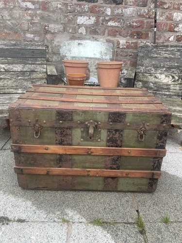 Antique steamer trunk vintage - steamer,