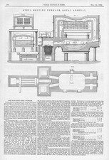 ROYAL ARSENAL The Radcliffe Steel Melting Furnace Antique Print 1886
