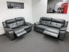 Limited Time Offer! Parker Electric Recliner Grey Leather 3+2 Seater Sofa Set