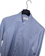 Men's ETON Premium CONTEMPORARY Blue/White GINGHAM Button SHIRT 16.5 42 L *VGC*