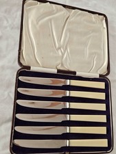 Sheffield Firth Stainless Steel Butter Table Knife Boxed Set Faux? Bone Handles