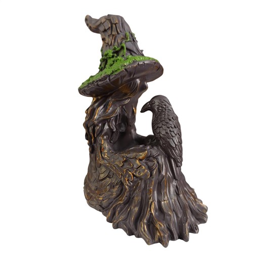 Resin witch statue with - statue, raven