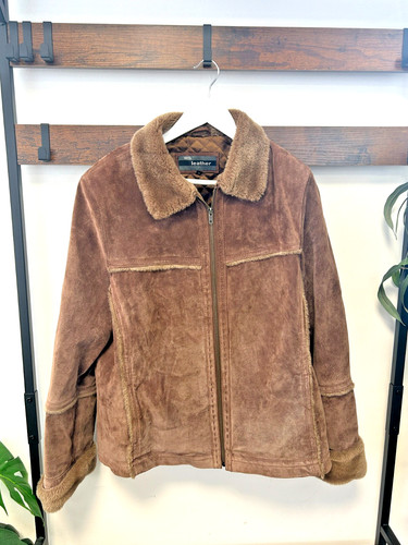 Leather brown suede jacket - brown,