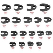 19PC Industrial 3/8" 1/2" Sq Dr Crowfoot Crowsfeet Crows Foot Spanner Wrench Set