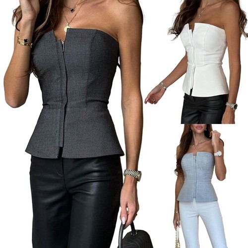 Zipper front bustier for women - zipper,