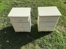 1 Pine Painted Distressed Bedside Table Drawers, 2 Available, Listing For One