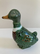 Vintage Decanter Ceramic Duck with cork stopper 6.25" tall