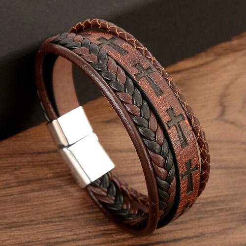 Men crucifix cross bracelet - men's,