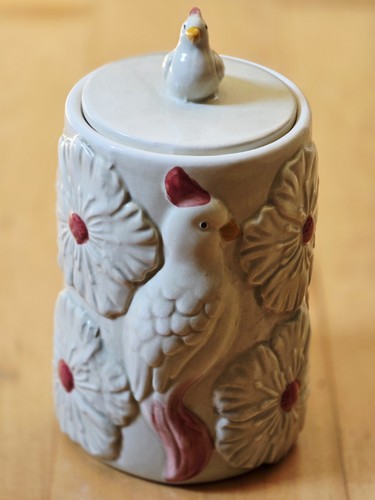 Ceramic storage jar with - ceramic,