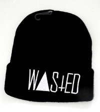 Black Beanie Hat  "Wasted"