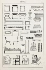 Greek Furniture Styles - 1904 Large Antique Print