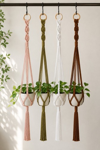 Boho macrame plant hanger - plant, |