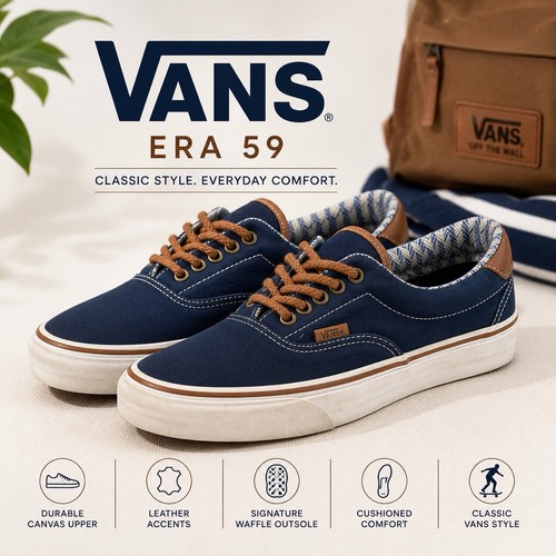 Vans era navy canvas brown - era,