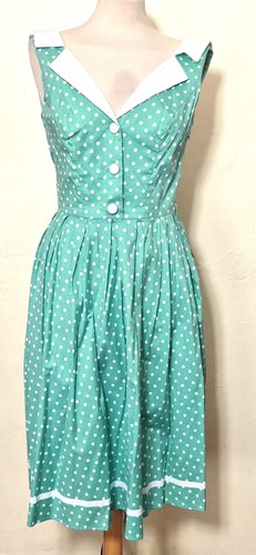 Ladies 1950s style dress green - style,