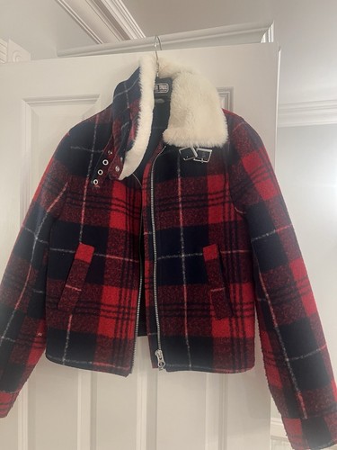 Ladies tartan wool look - wool, fur