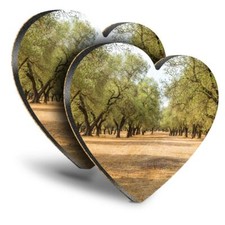 2x Heart MDF Coasters - Olive