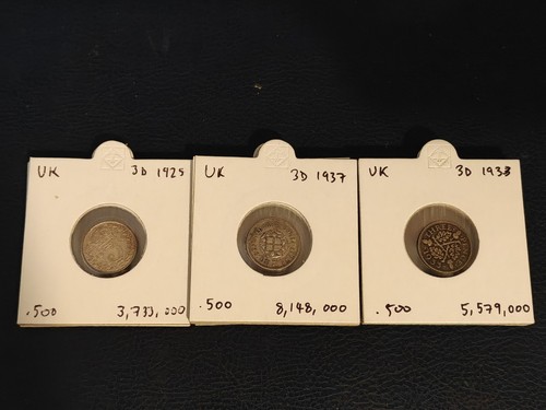 Lot silver threepence - lot, uk