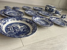 Vintage Spode C1618 Blue Italian 24-Piece Dinner Set