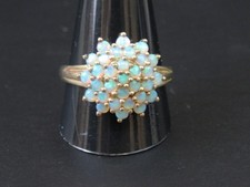 9ct 375 Yellow Gold Large Tiered Raised Opal Cluster - QVC - Size W