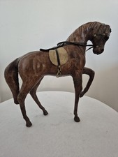 Beautiful Vintage leather paper mache  Hand carved  Arabian Horse statue figure 