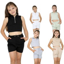 Girls 2 Piece Crop Top Jogging