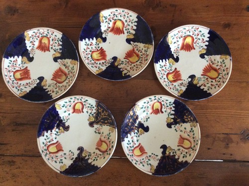 Antique gaudy welsh plates - antique,