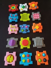 Bundle of 15 Sensory Squares Kid Mania Assorted Fidget Activity Cube Pop It Spin