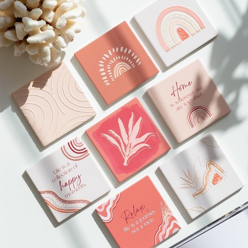 Ceramic coasters pack - ceramic,