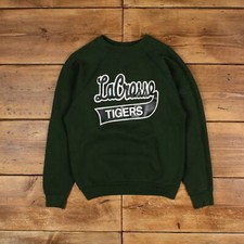 Vintage College Sweatshirt M 90s La Crosse Tigers Roundneck Womens Green