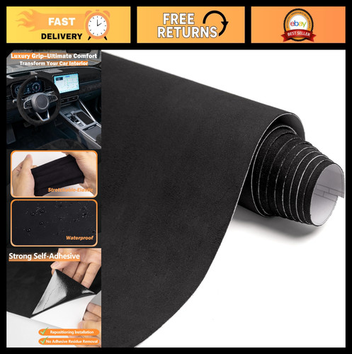 Black suede car interior wrap - black,
