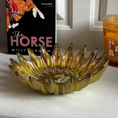 Vintage iridescent amber glass - vintage,