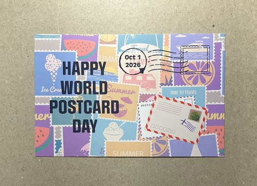 New postcard 4x6 happy world - happy,