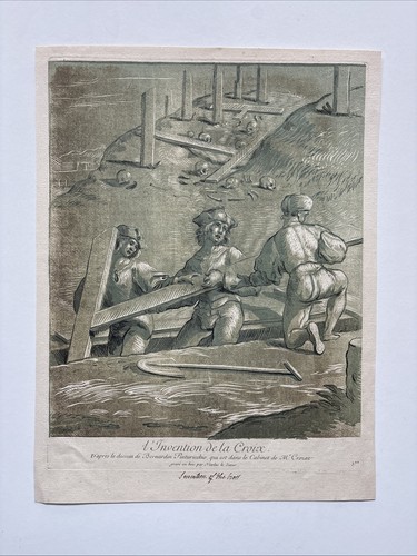 Antique print three men - three,