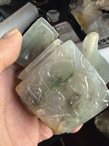Chinese antique green carved - chinese,