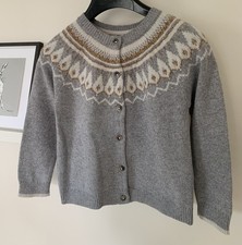 Mini Boden Girls Fairisle Nordic Christmas Jumper Grey Age 5-6 yrs Fair Isle