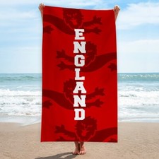 ENGLAND | Euro's | Beach Towel | Retro Football | Holiday Towel | Red Lions